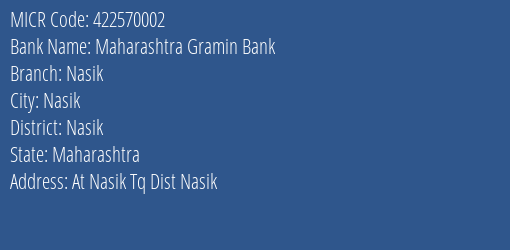 Maharashtra Gramin Bank Nasik MICR Code