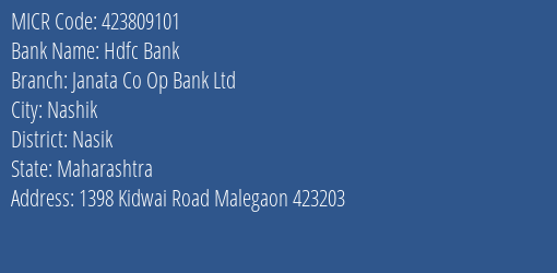 Janata Co Op Bank Ltd Kidwai Road MICR Code