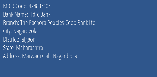 The Pachora Peoples Coop Bank Ltd Marwadi Galli MICR Code