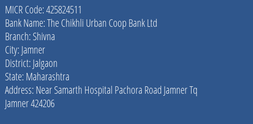 The Chikhli Urban Coop Bank Ltd Shivna MICR Code
