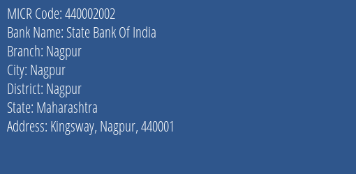 State Bank Of India Nagpur MICR Code