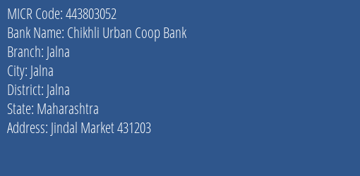 Chikhli Urban Coop Bank Jalna MICR Code