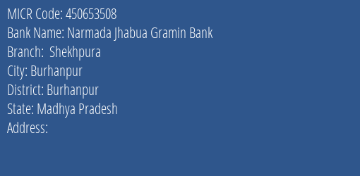 Narmada Jhabua Gramin Bank Shekhpura MICR Code