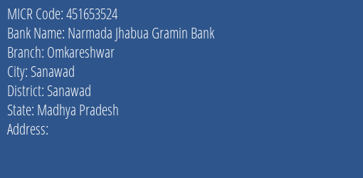 Bank Of India Omkareshwar Branch Address Details and MICR Code 451653524
