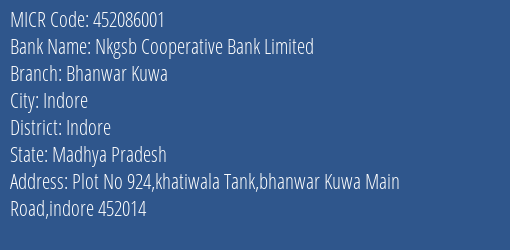 Nkgsb Cooperative Bank Limited Bhanwar Kuwa MICR Code