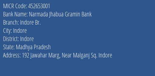 Bank Of India Service Branch Indore Branch Address Details and MICR Code 452653001