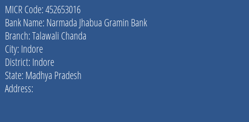 Bank Of India Talawali Chanda Branch Address Details and MICR Code 452653016