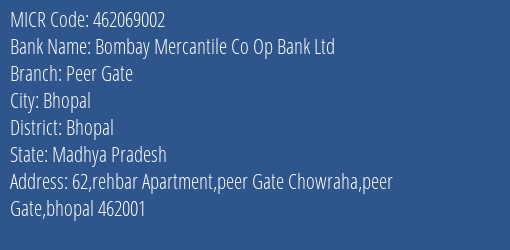 Bombay Mercantile Co Op Bank Ltd Peer Gate MICR Code