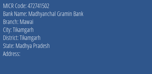 Madhyanchal Gramin Bank Mawai MICR Code