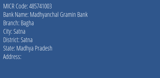 Madhyanchal Gramin Bank Bagha MICR Code