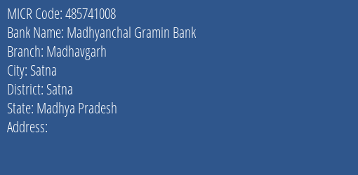 Madhyanchal Gramin Bank Madhavgarh MICR Code