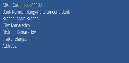 Telangana Grameena Bank Main Branch MICR Code