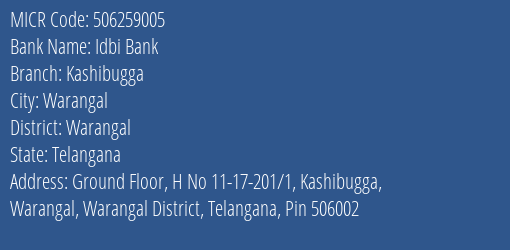 Idbi Bank Kashibugga MICR Code