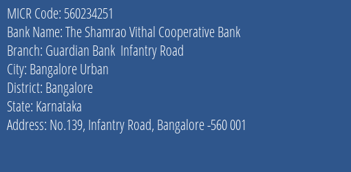Guardian Bank Infantry Road MICR Code
