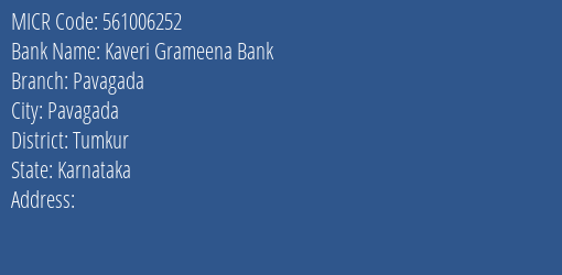 Kaveri Grameena Bank Pavagada MICR Code