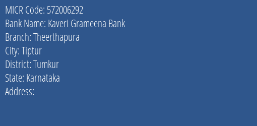 Kaveri Grameena Bank Theerthapura MICR Code