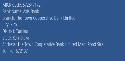 The Town Cooperative Bank Limited Main Road MICR Code