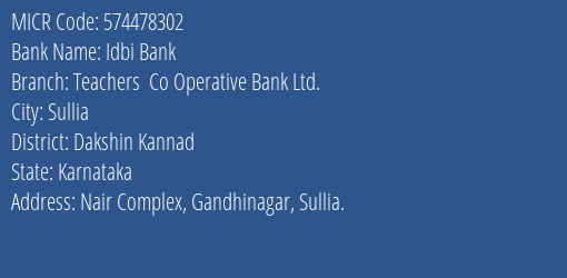 Teachers Co Operative Bank Ltd Gandhinagar MICR Code