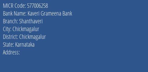 Kaveri Grameena Bank Shanthaveri MICR Code