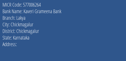 Kaveri Grameena Bank Lakya MICR Code
