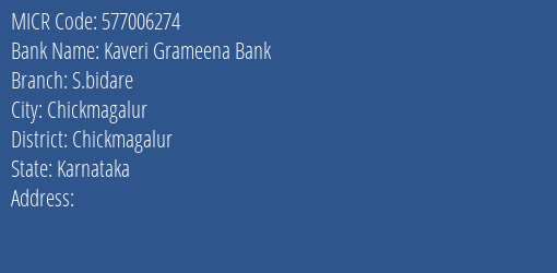 Kaveri Grameena Bank S.bidare MICR Code