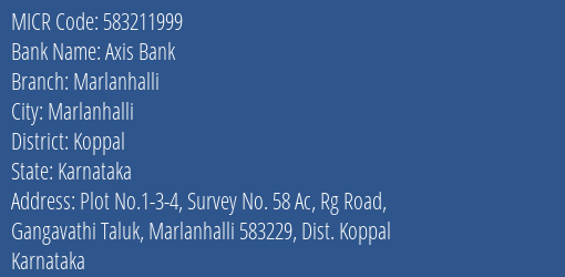 Axis Bank Marlanhalli MICR Code