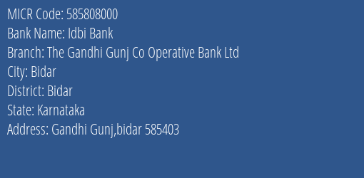 The Gandhi Gunj Co Operative Bank Ltd Gandhi Gunj MICR Code