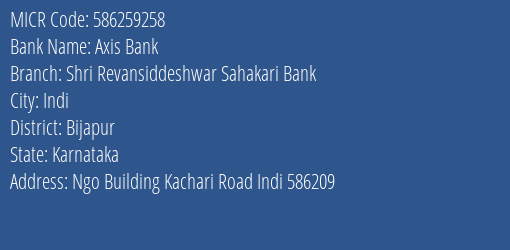 Shri Revansiddeshwar Sahakari Bank Ngo Building Kachari Road MICR Code