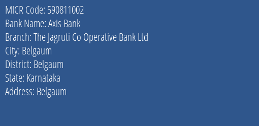 The Jagruti Co Operative Bank Ltd Belgaum MICR Code