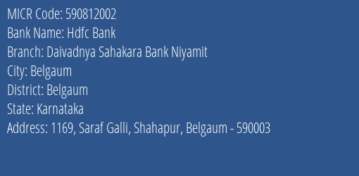 Daivadnya Sahakara Bank Niyamit Saraf Galli Shahapur MICR Code