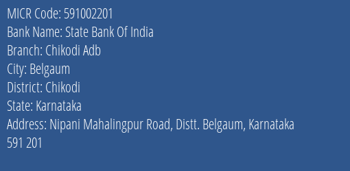 State Bank Of India Chikodi Adb MICR Code