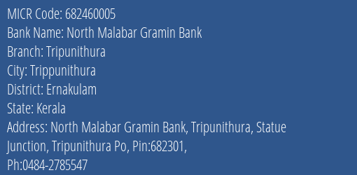 North Malabar Gramin Bank Tripunithura MICR Code