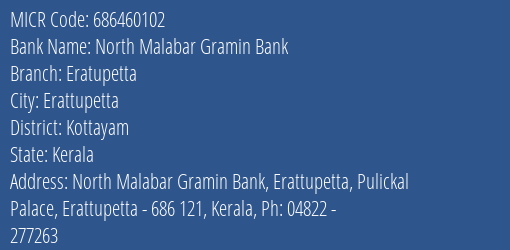 North Malabar Gramin Bank Eratupetta MICR Code