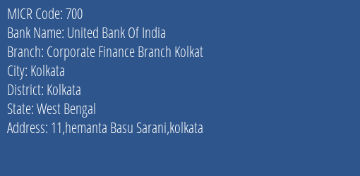 United Bank Of India Belgharia MICR Code