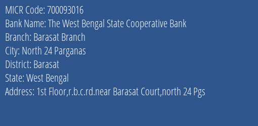 The West Bengal State Cooperative Bank Pourabhawan Branch MICR Code