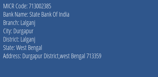 State Bank Of India Lalganj Branch Address Details and MICR Code 713002385