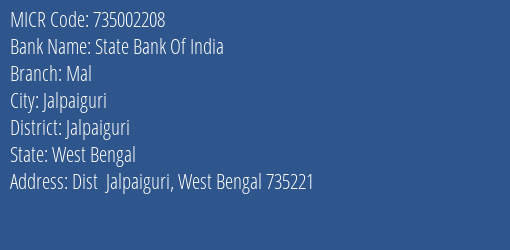 State Bank Of India Mal MICR Code