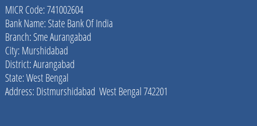 State Bank Of India Sme Aurangabad MICR Code