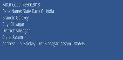 State Bank Of India Galekey MICR Code