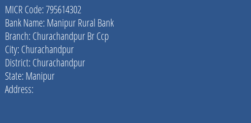 Manipur Rural Bank Churachandpur Br Ccp MICR Code