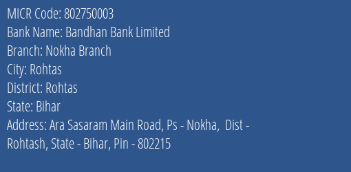 Bandhan Bank Limited Nokha Branch MICR Code