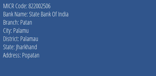 State Bank Of India Patan MICR Code