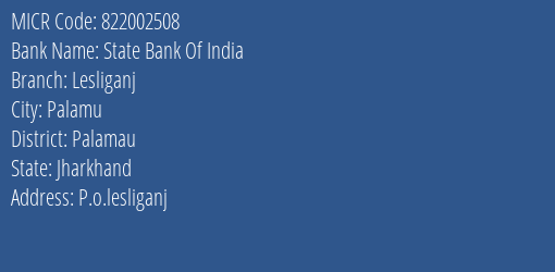 State Bank Of India Lesliganj MICR Code