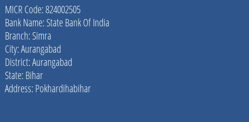 State Bank Of India Simra MICR Code