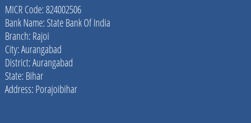 State Bank Of India Rajoi MICR Code