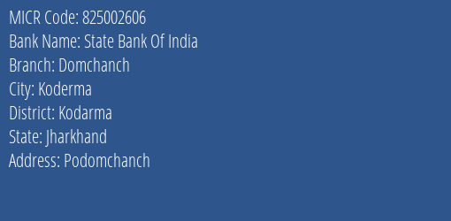 State Bank Of India Domchanch MICR Code
